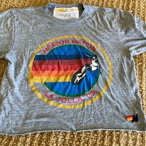 Gray Aviator Nation tee. Laguna Beach store.